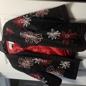 EUC 3/4 sleeve black/ red/ white jacket